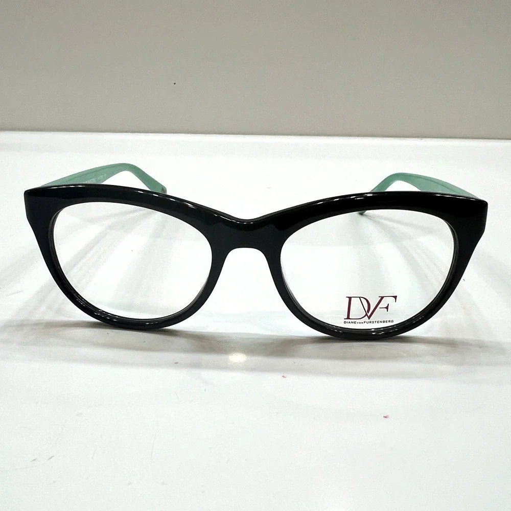 NEW Diane von Furstenberg DVF 5058 001 Black Semi Cats Eyeglass Frames 49-18-135